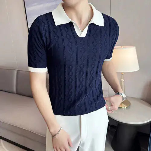 Regular Fit Jacquard Knit Polo Shirt