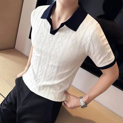 Regular Fit Jacquard Knit Polo Shirt