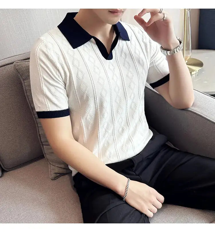 Regular Fit Jacquard Knit Polo Shirt