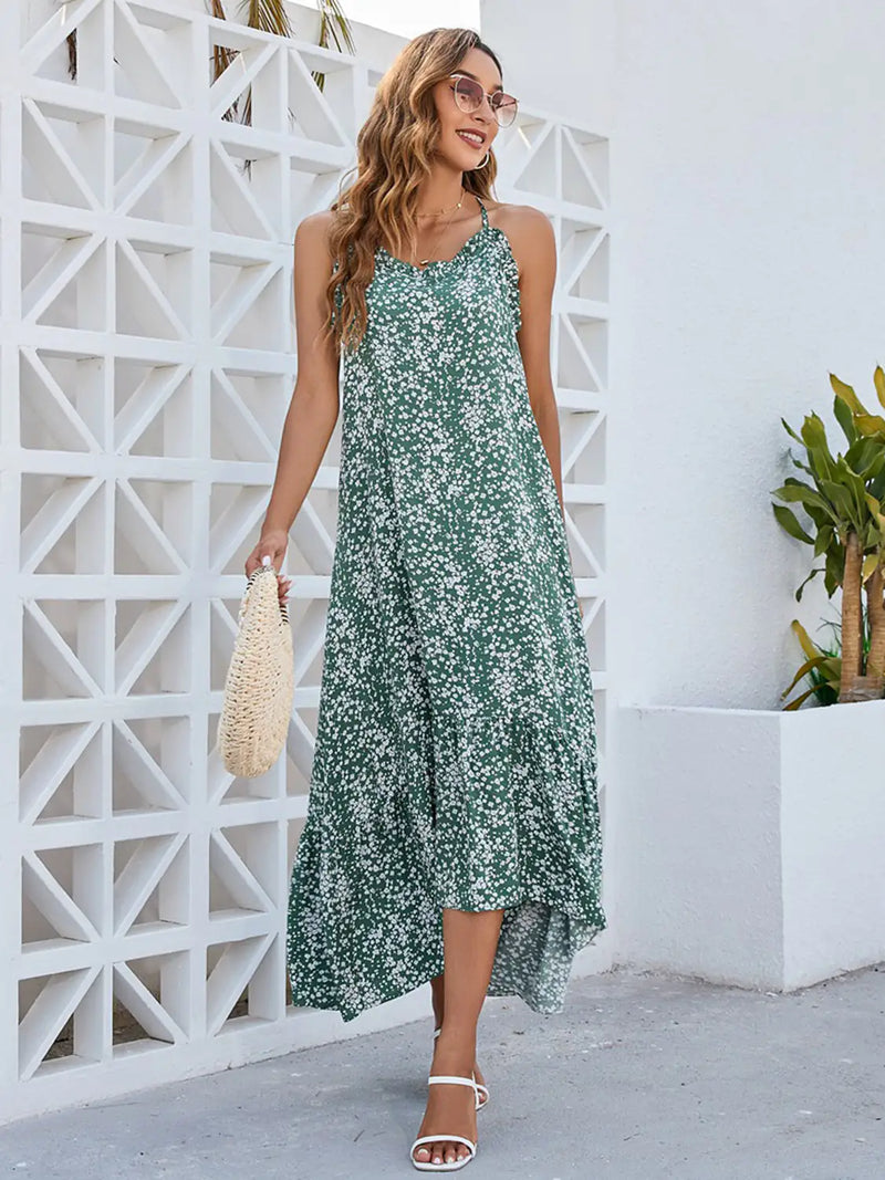 Floral Scoop Neck Midi Cami Dress