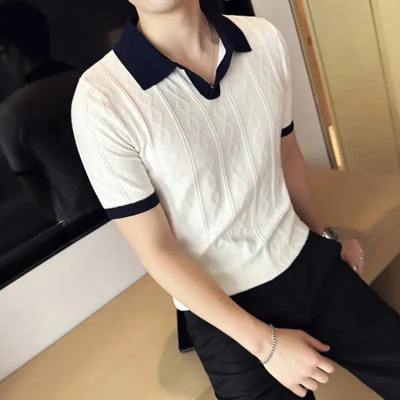 Regular Fit Jacquard Knit Polo Shirt