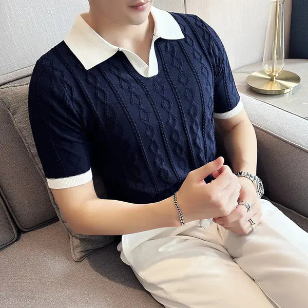 Regular Fit Jacquard Knit Polo Shirt