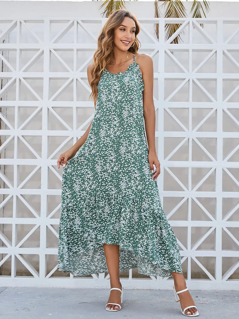 Floral Scoop Neck Midi Cami Dress