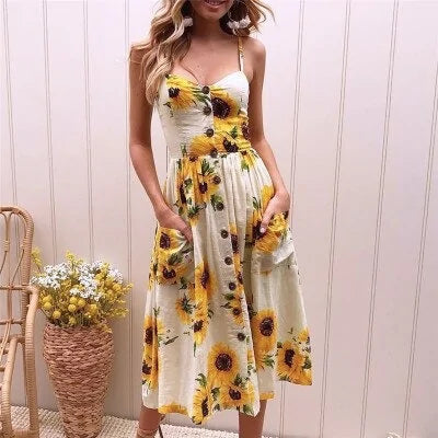 Sunflower Bohemian Midi Dress